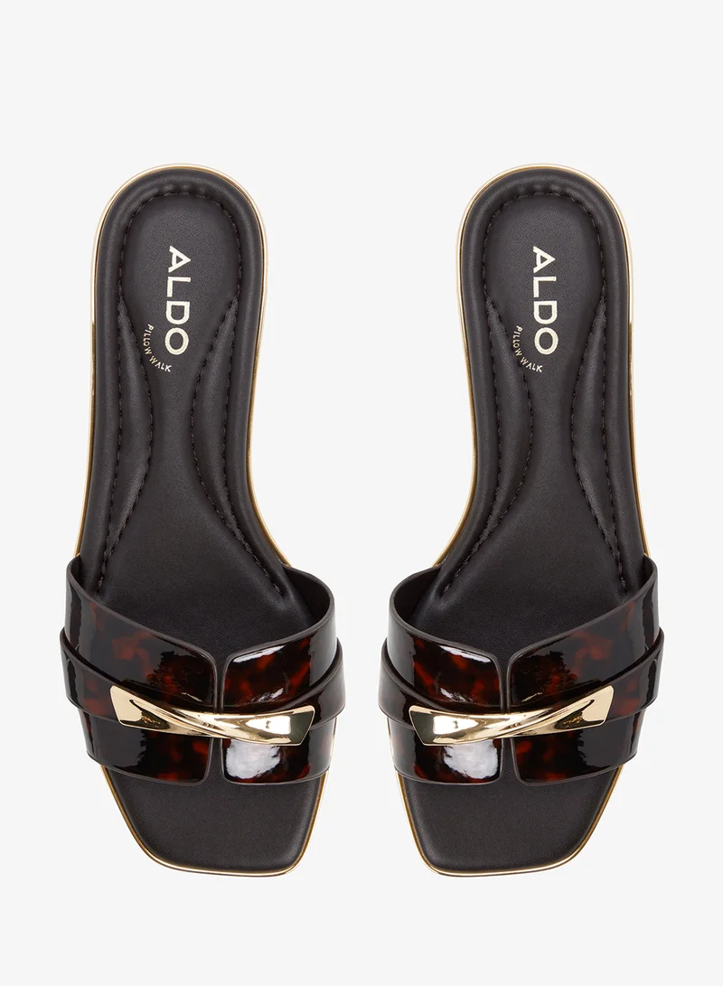 Aldo OPEN BROWN Darlina Single Strap Flat Sandals for Women | Best Price UAE